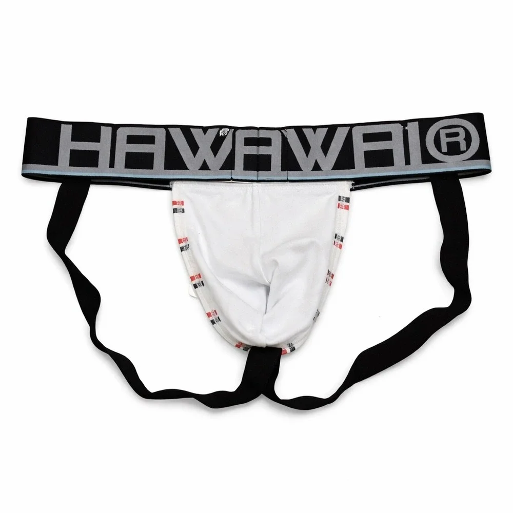 Hawai Small (28-30) Striped Jockstrap Athletic Supporter White Red Black - Picture 5 of 11